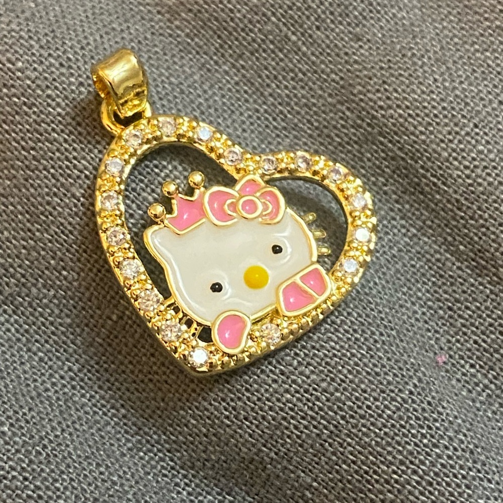 14k Gold Heart Pendant with Hello Kitty! - Picture 2 of 4